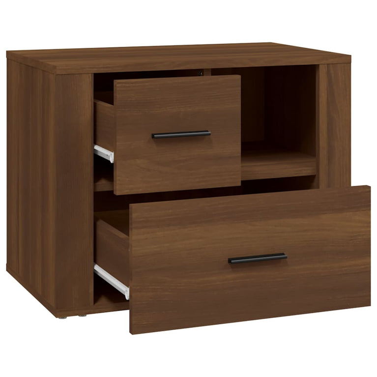 Nachtkastje 60x36x45 cm bewerkt hout bruin eikenkleur MeubelReus