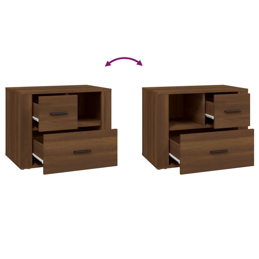 Nachtkastje 60x36x45 cm bewerkt hout bruin eikenkleur MeubelReus