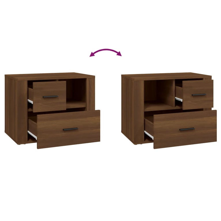 Nachtkastje 60x36x45 cm bewerkt hout bruin eikenkleur MeubelReus