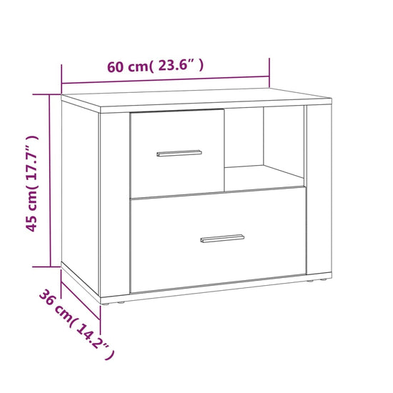 Nachtkastje 60x36x45 cm bewerkt hout bruin eikenkleur MeubelReus