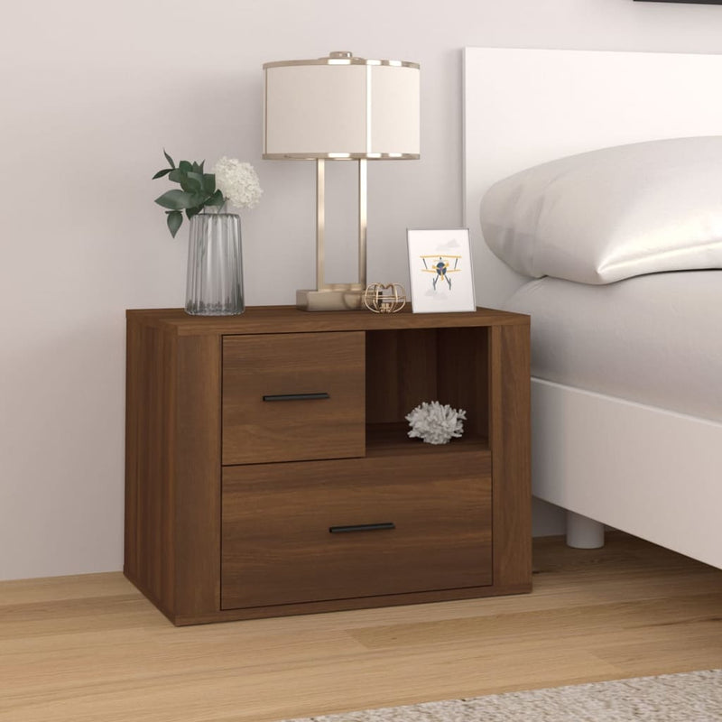 Nachtkastje 60x36x45 cm bewerkt hout bruin eikenkleur MeubelReus