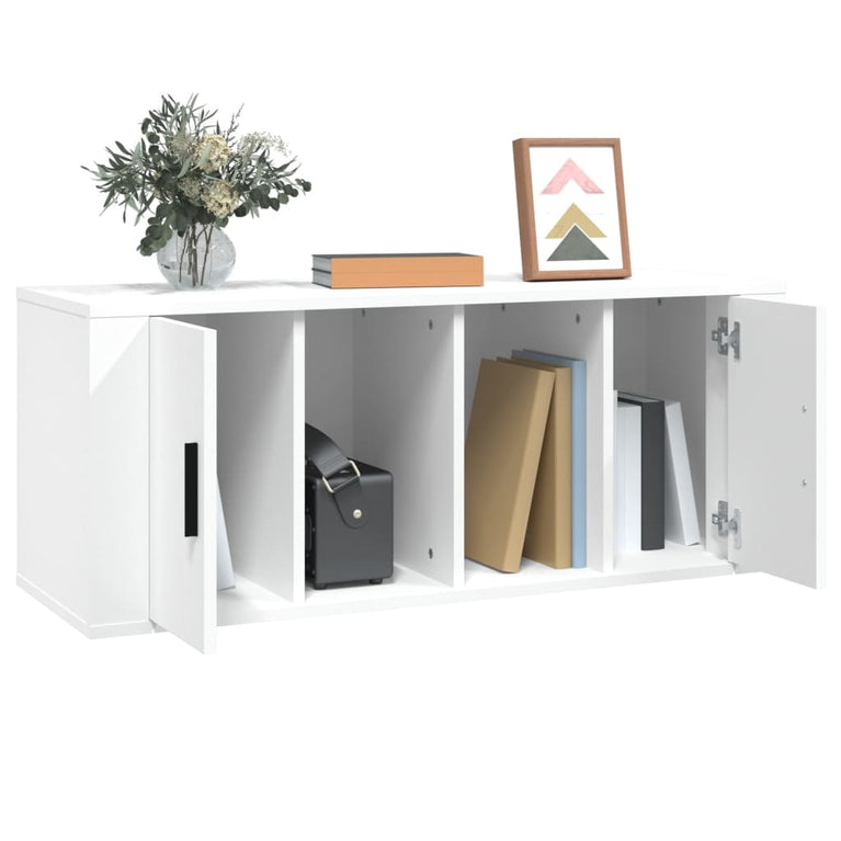 Tv-meubel 100x35x40 cm bewerkt hout wit MeubelReus