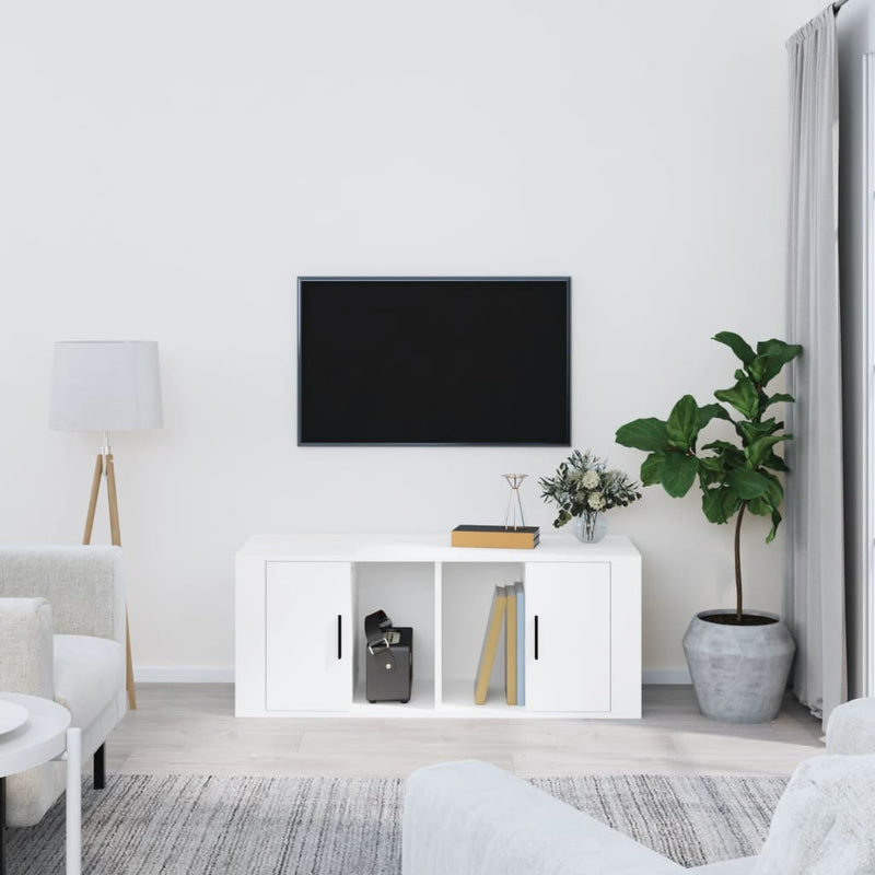Tv-meubel 100x35x40 cm bewerkt hout wit MeubelReus