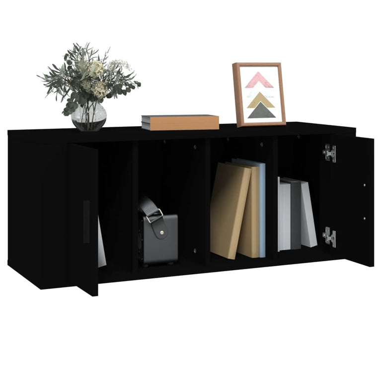 Tv-meubel 100x35x40 cm bewerkt hout zwart MeubelReus