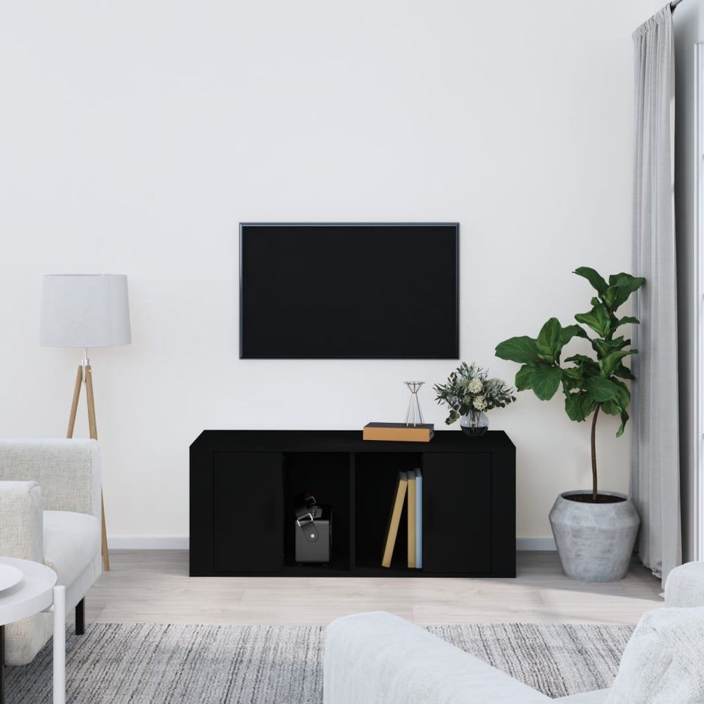 Tv-meubel 100x35x40 cm bewerkt hout zwart MeubelReus