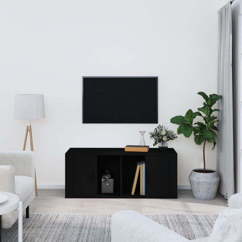 Tv-meubel 100x35x40 cm bewerkt hout zwart MeubelReus