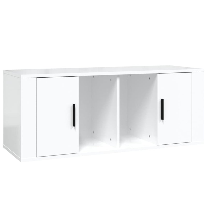 Tv-meubel 100x35x40 cm bewerkt hout hoogglans wit MeubelReus
