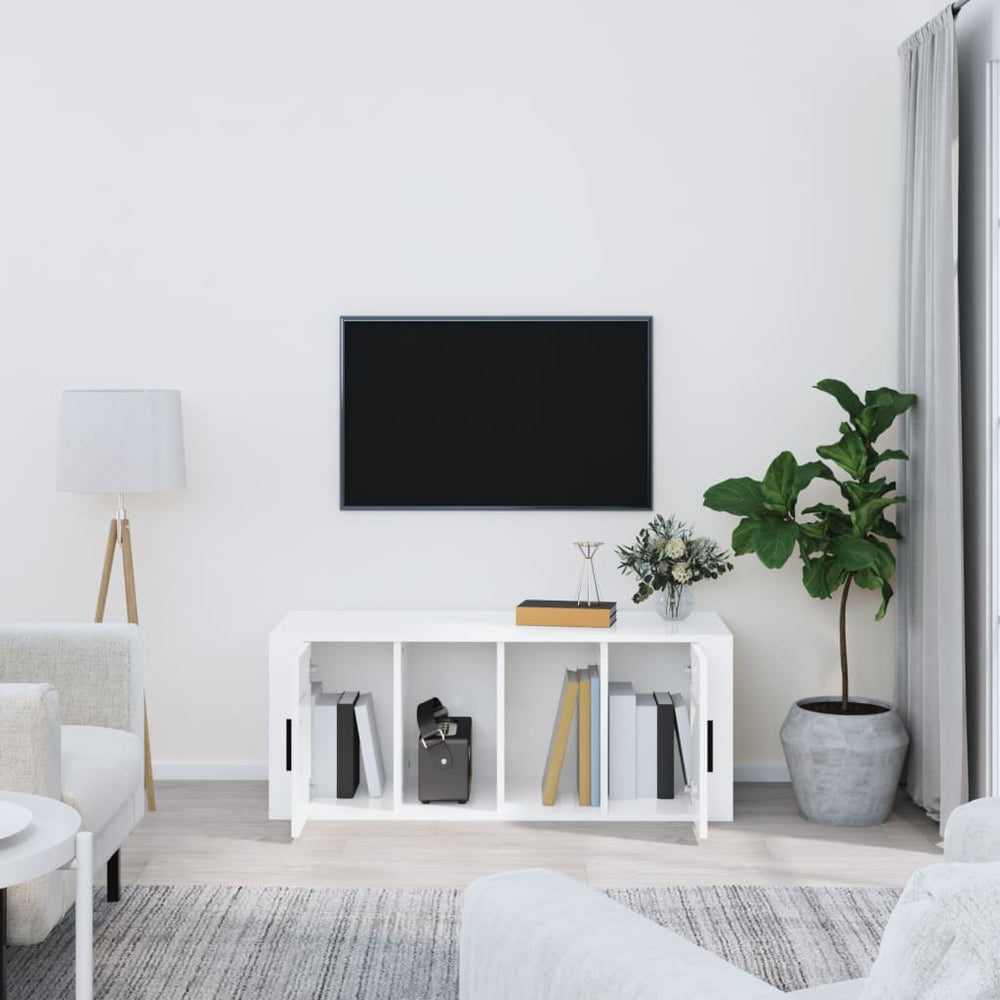 Tv-meubel 100x35x40 cm bewerkt hout hoogglans wit MeubelReus