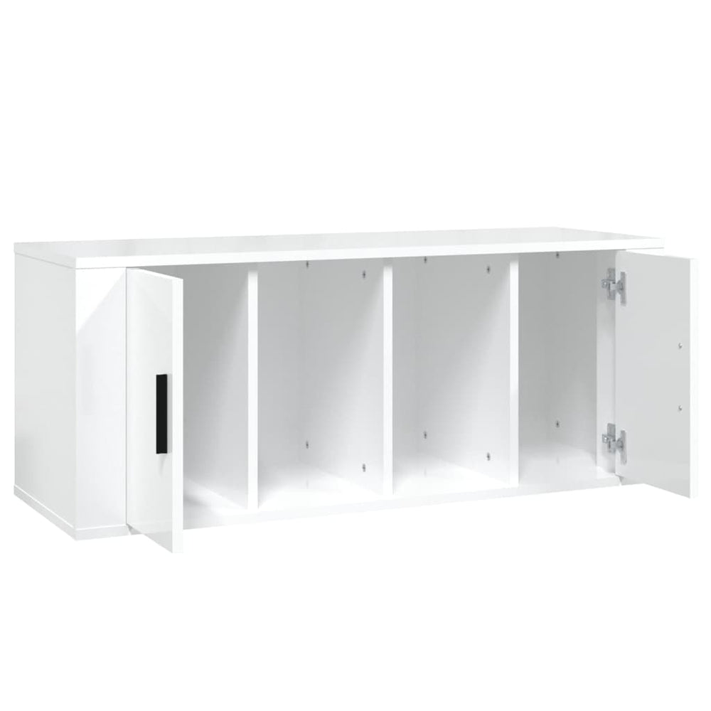 Tv-meubel 100x35x40 cm bewerkt hout hoogglans wit MeubelReus