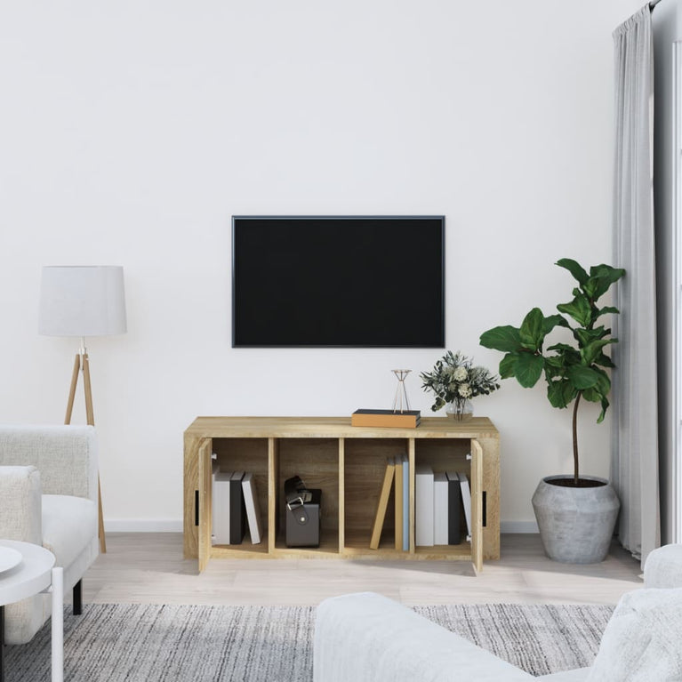 Tv-meubel 100x35x40 cm bewerkt hout sonoma eikenkleurig MeubelReus