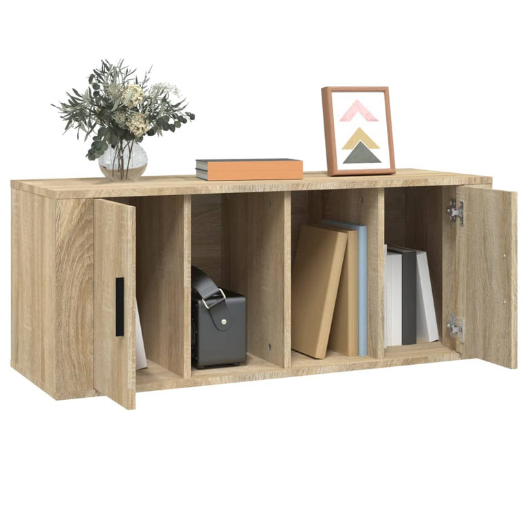 Tv-meubel 100x35x40 cm bewerkt hout sonoma eikenkleurig MeubelReus