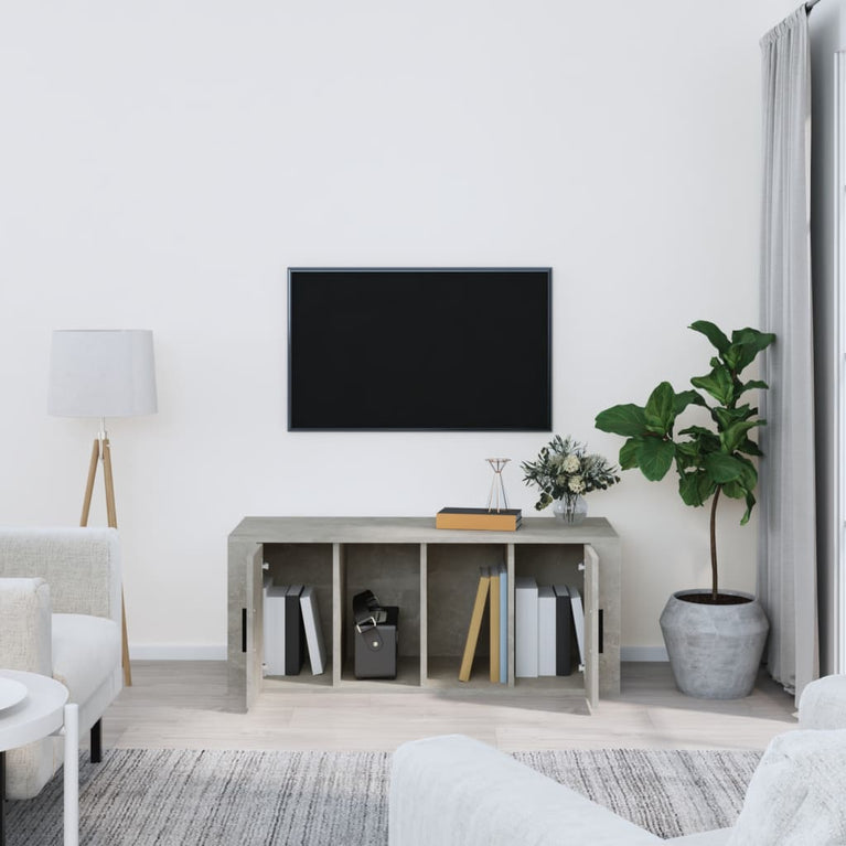 Tv-meubel 100x35x40 cm bewerkt hout betongrijs MeubelReus