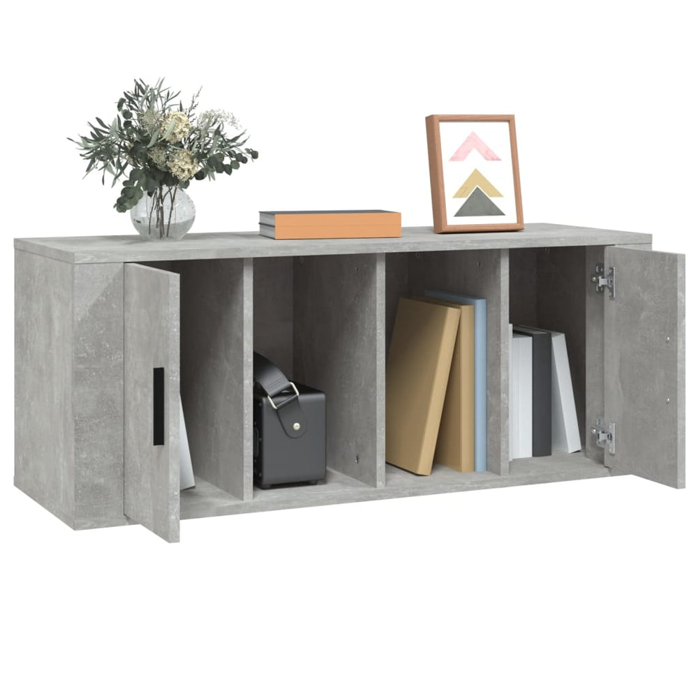 Tv-meubel 100x35x40 cm bewerkt hout betongrijs MeubelReus