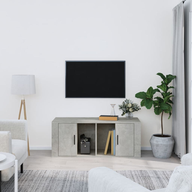 Tv-meubel 100x35x40 cm bewerkt hout betongrijs MeubelReus