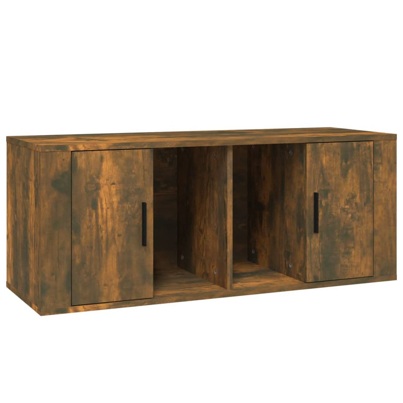Tv-meubel 100x35x40 cm bewerkt hout gerookt eikenkleurig MeubelReus
