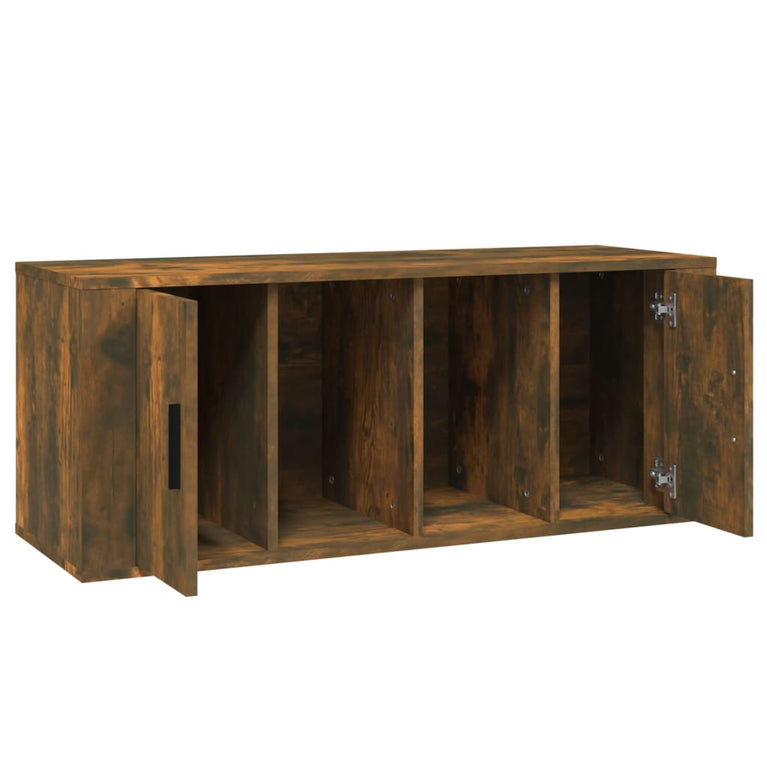 Tv-meubel 100x35x40 cm bewerkt hout gerookt eikenkleurig MeubelReus