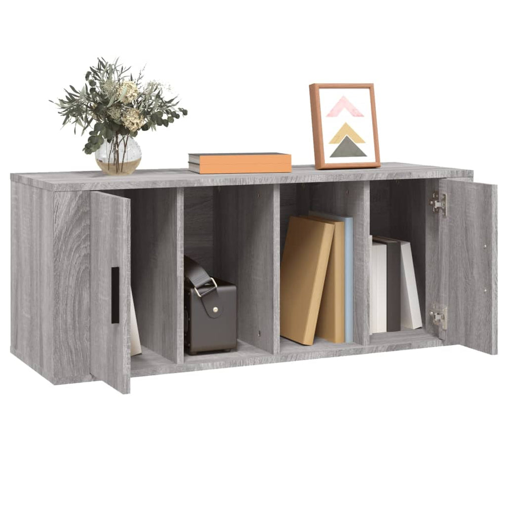 Tv-meubel 100x35x40 cm bewerkt hout grijs sonoma eikenkleurig MeubelReus