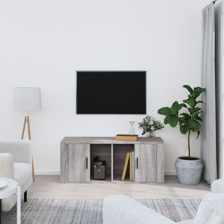 Tv-meubel 100x35x40 cm bewerkt hout grijs sonoma eikenkleurig MeubelReus
