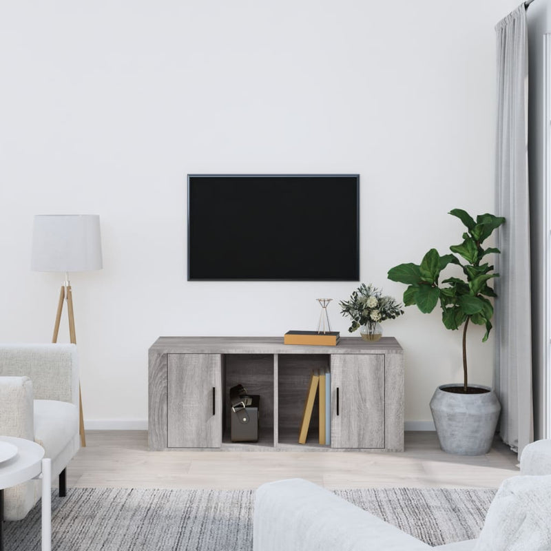Tv-meubel 100x35x40 cm bewerkt hout grijs sonoma eikenkleurig MeubelReus