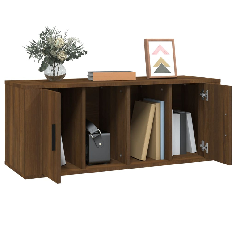 Tv-meubel 100x35x40 cm bewerkt hout bruin eikenkleur MeubelReus