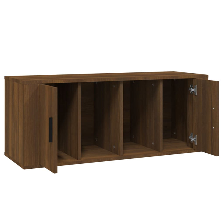 Tv-meubel 100x35x40 cm bewerkt hout bruin eikenkleur MeubelReus