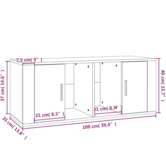 Tv-meubel 100x35x40 cm bewerkt hout bruin eikenkleur MeubelReus