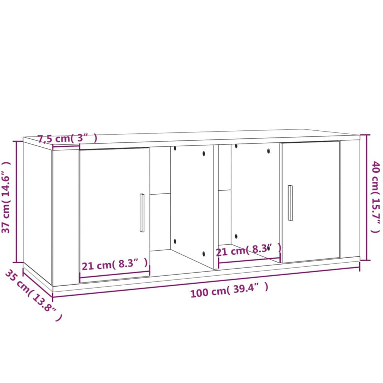 Tv-meubel 100x35x40 cm bewerkt hout bruin eikenkleur MeubelReus