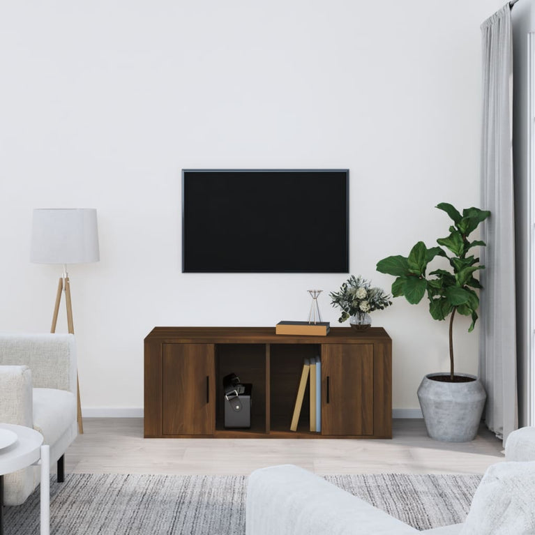 Tv-meubel 100x35x40 cm bewerkt hout bruin eikenkleur MeubelReus