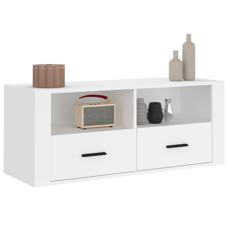 Tv-meubel 100x35x40 cm bewerkt hout wit MeubelReus