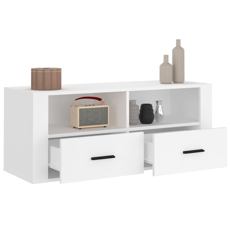 Tv-meubel 100x35x40 cm bewerkt hout wit MeubelReus