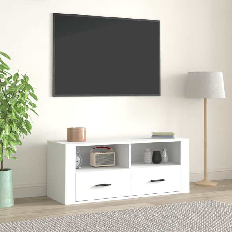 Tv-meubel 100x35x40 cm bewerkt hout wit MeubelReus