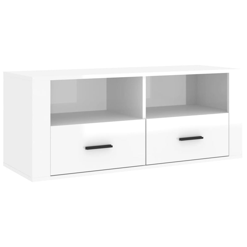 Tv-meubel 100x35x40 cm bewerkt hout hoogglans wit MeubelReus