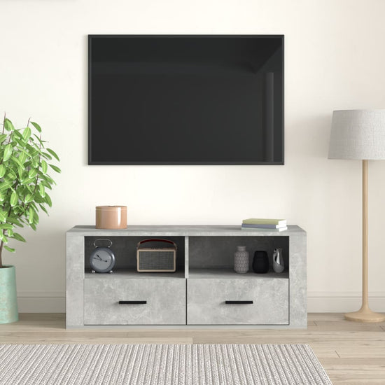 Tv-meubel 100x35x40 cm bewerkt hout betongrijs MeubelReus
