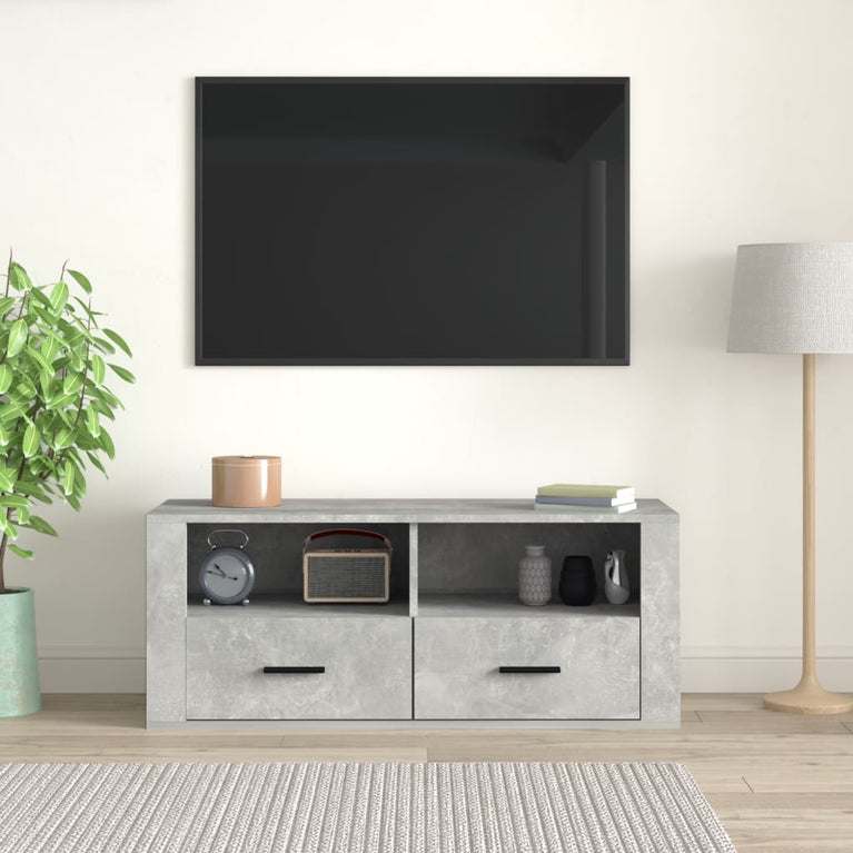 Tv-meubel 100x35x40 cm bewerkt hout betongrijs MeubelReus