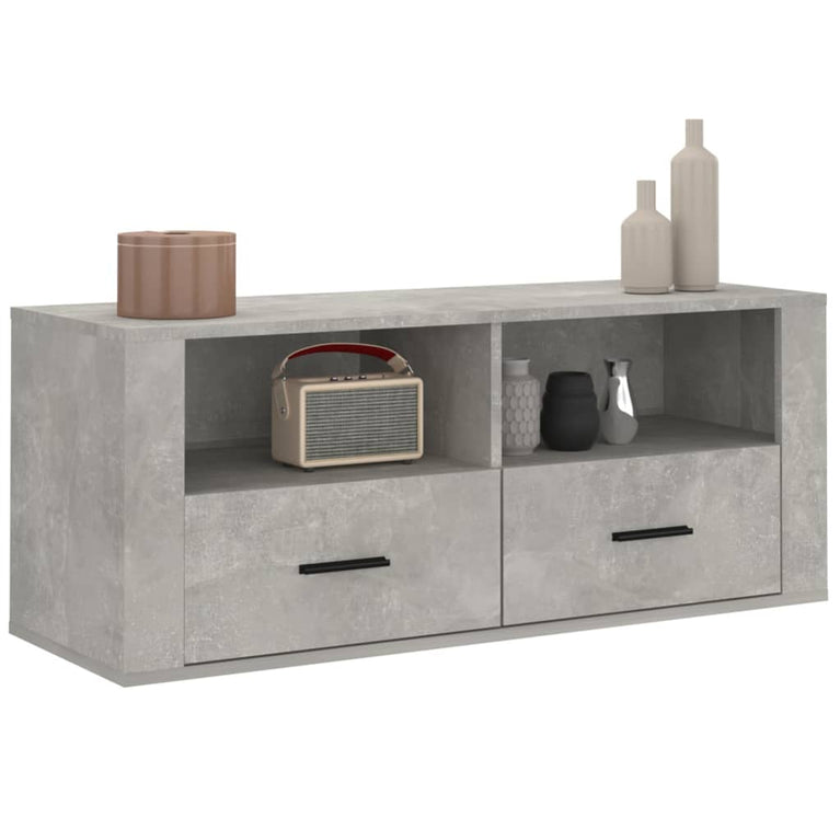Tv-meubel 100x35x40 cm bewerkt hout betongrijs MeubelReus