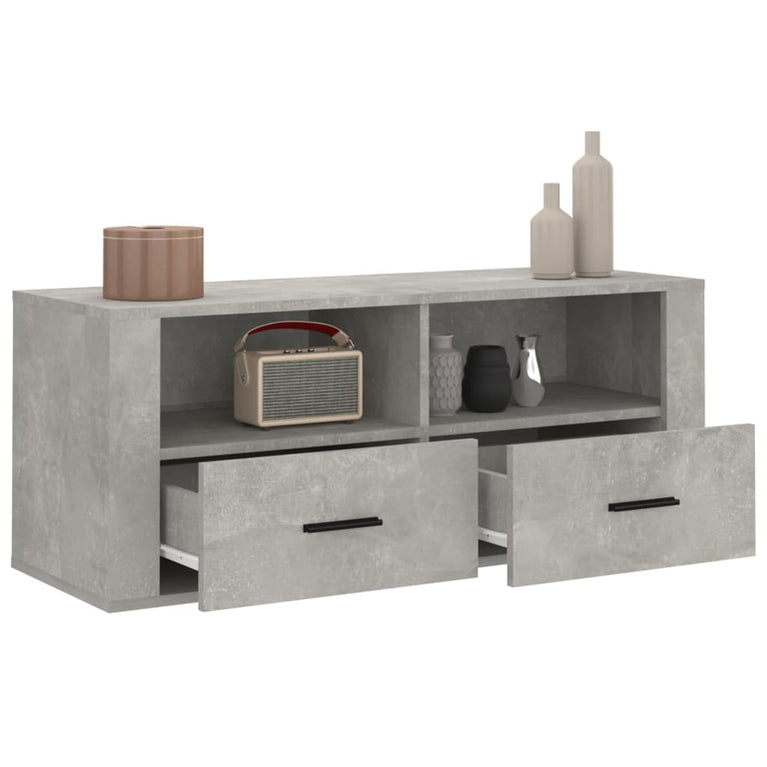 Tv-meubel 100x35x40 cm bewerkt hout betongrijs MeubelReus