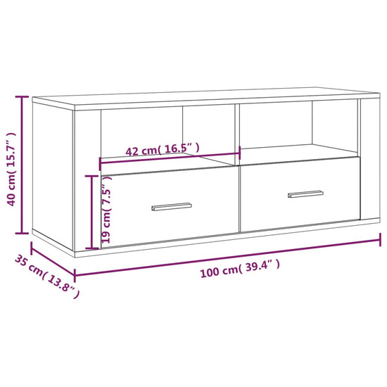 Tv-meubel 100x35x40 cm bewerkt hout betongrijs MeubelReus