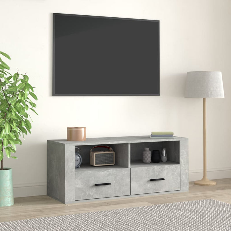 Tv-meubel 100x35x40 cm bewerkt hout betongrijs MeubelReus