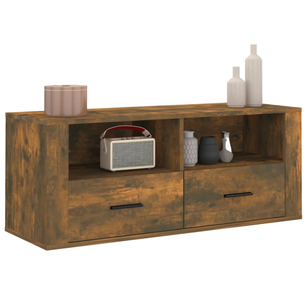 Tv-meubel 100x35x40 cm bewerkt hout gerookt eikenkleurig MeubelReus