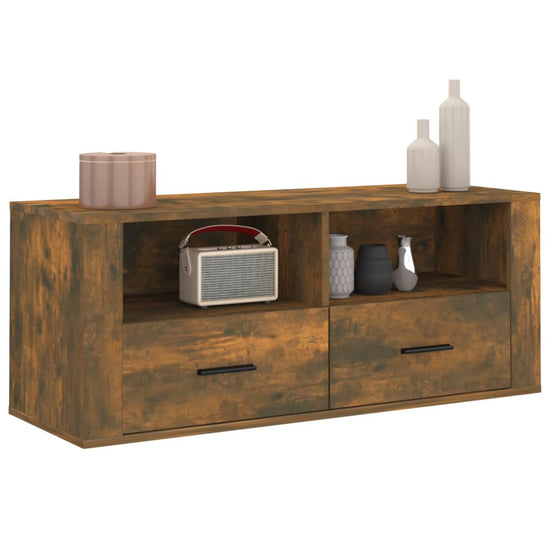 Tv-meubel 100x35x40 cm bewerkt hout gerookt eikenkleurig MeubelReus