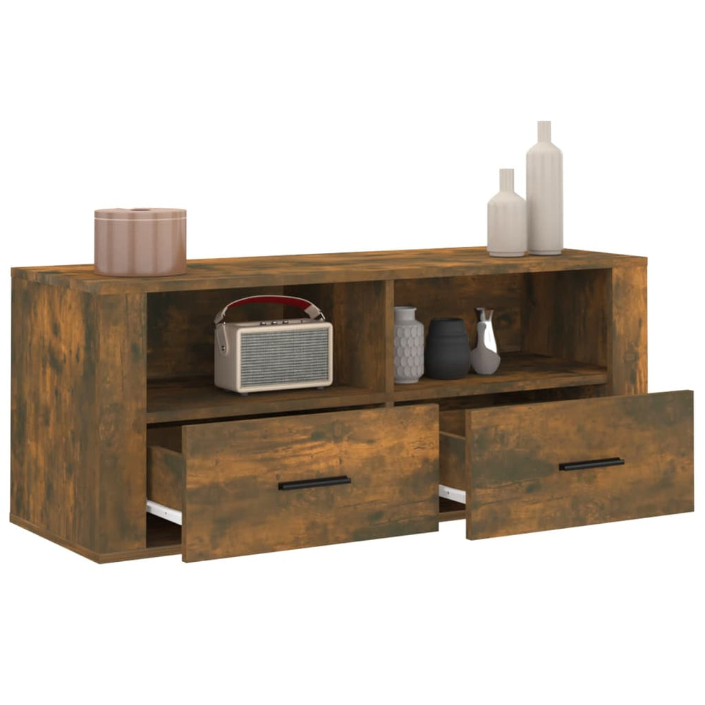 Tv-meubel 100x35x40 cm bewerkt hout gerookt eikenkleurig MeubelReus