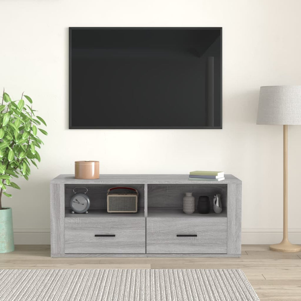 Tv-meubel 100x35x40 cm bewerkt hout grijs sonoma eikenkleurig MeubelReus