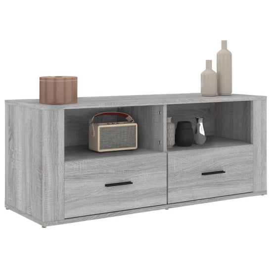 Tv-meubel 100x35x40 cm bewerkt hout grijs sonoma eikenkleurig MeubelReus