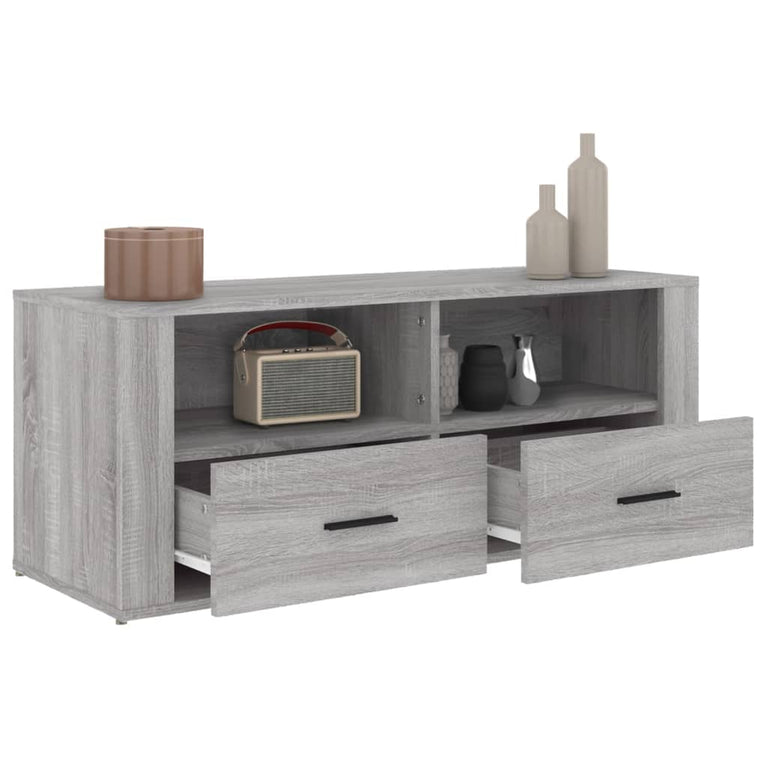 Tv-meubel 100x35x40 cm bewerkt hout grijs sonoma eikenkleurig MeubelReus