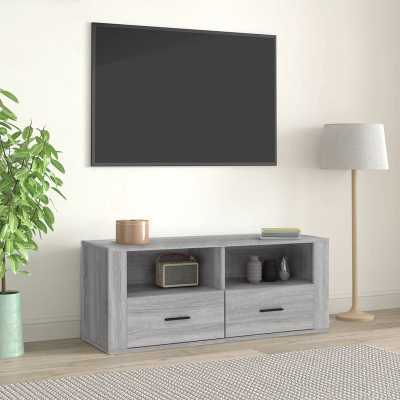 Tv-meubel 100x35x40 cm bewerkt hout grijs sonoma eikenkleurig MeubelReus