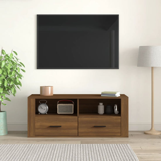 Tv-meubel 100x35x40 cm bewerkt hout bruin eikenkleur MeubelReus