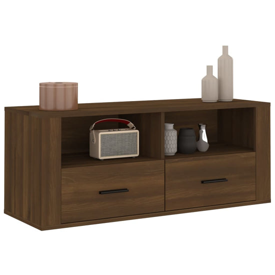 Tv-meubel 100x35x40 cm bewerkt hout bruin eikenkleur MeubelReus