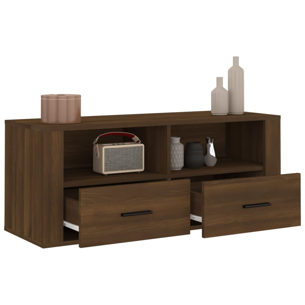 Tv-meubel 100x35x40 cm bewerkt hout bruin eikenkleur MeubelReus