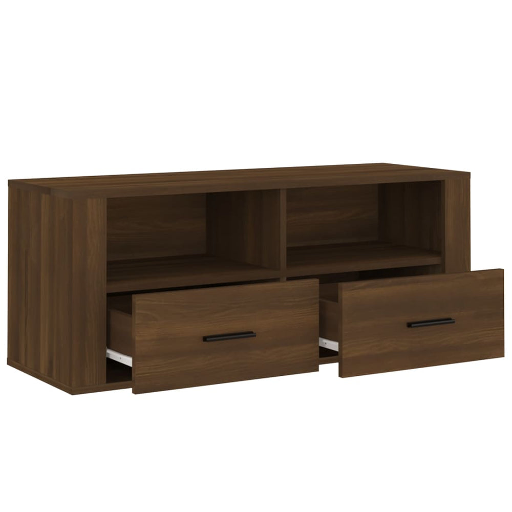 Tv-meubel 100x35x40 cm bewerkt hout bruin eikenkleur MeubelReus