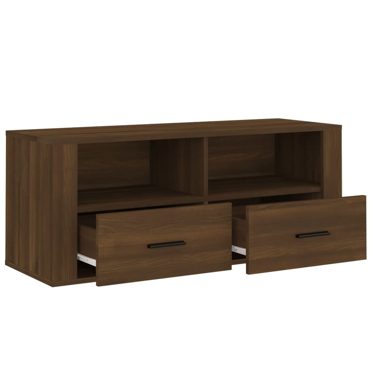 Tv-meubel 100x35x40 cm bewerkt hout bruin eikenkleur MeubelReus